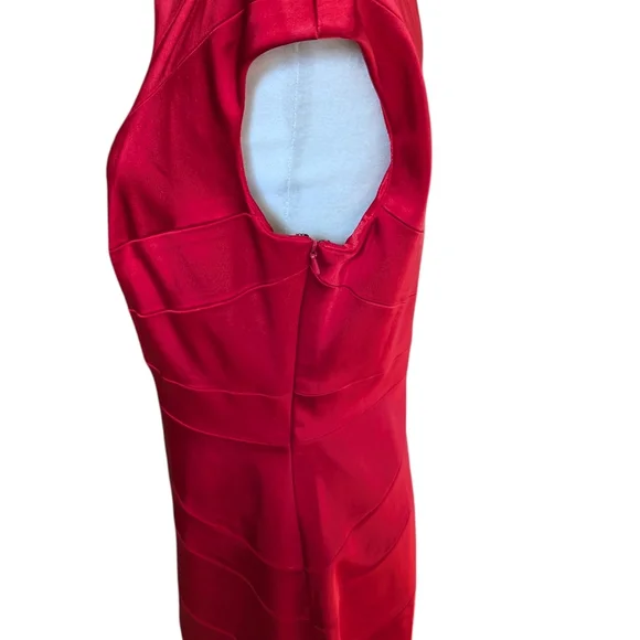 JAX Red Satin Cocktail Party Dress Draped Sheath Old Money Glam Sz 14 - Picture 7 of 12